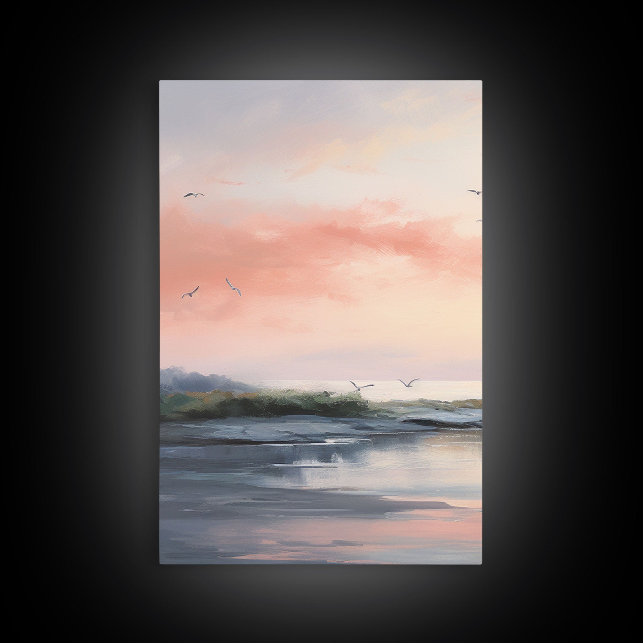 Pink Abstract Coastal Painting