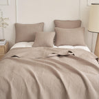 Neutral Taupe Beige Sandy Elegant Matelasse Cotton Quilted Bedspread Set