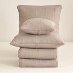 Neutral Taupe Beige Sandy Elegant Matelasse Cotton Quilted Bedspread Set