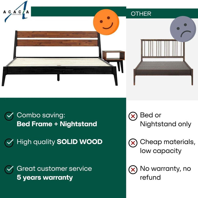 [Buy 1 Get 1] Callisto Solid Wood Bed Frame and Nightstand