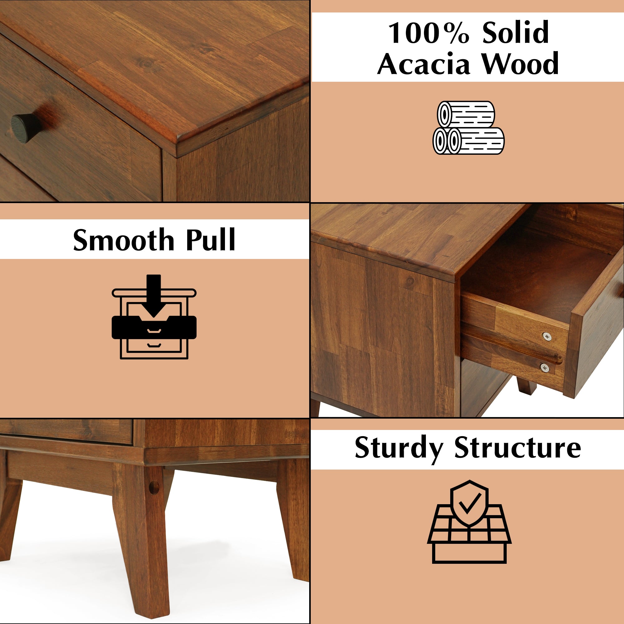 Silvia Solid Wood Nightstand