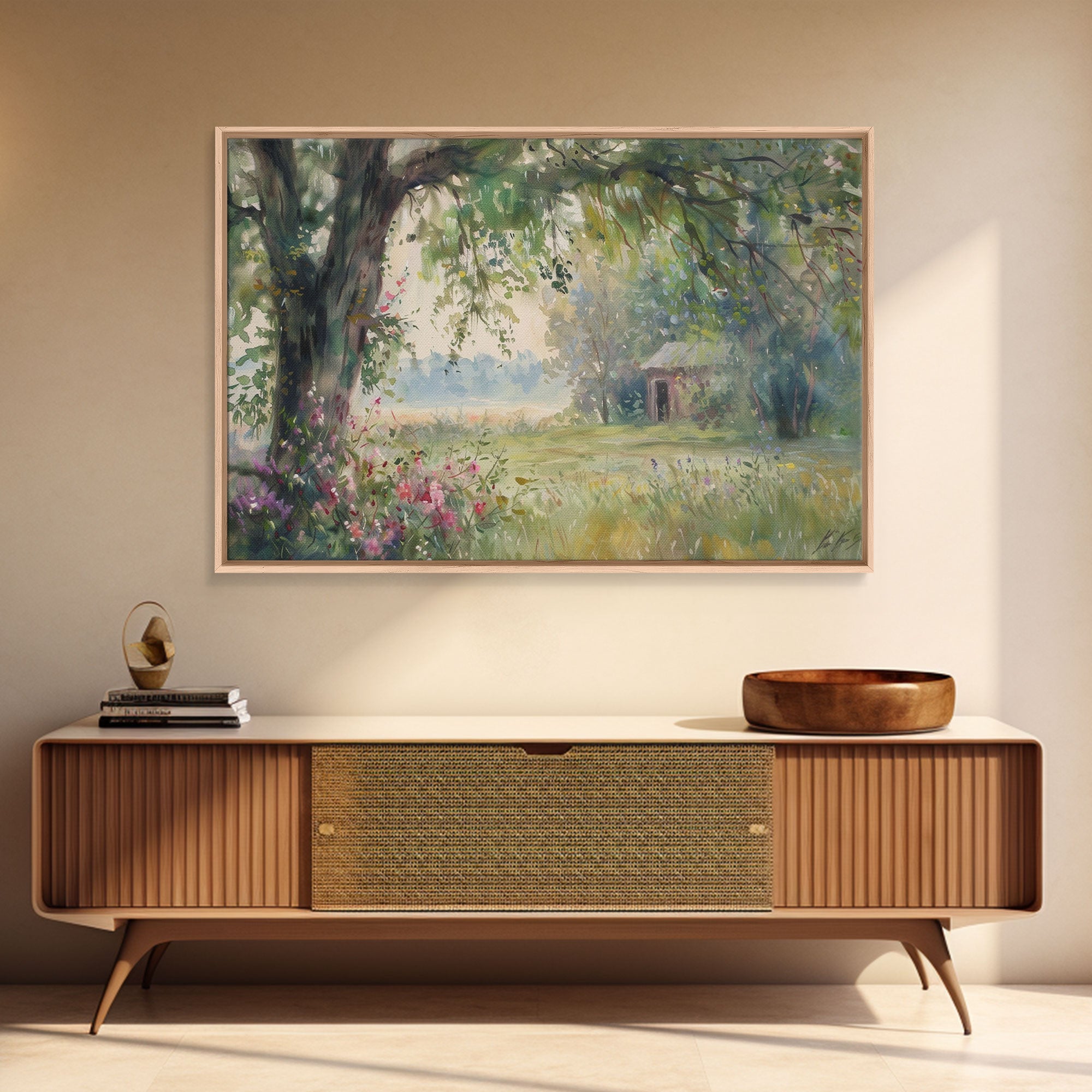 Painting Of An Old Farmhouse In The Spring,