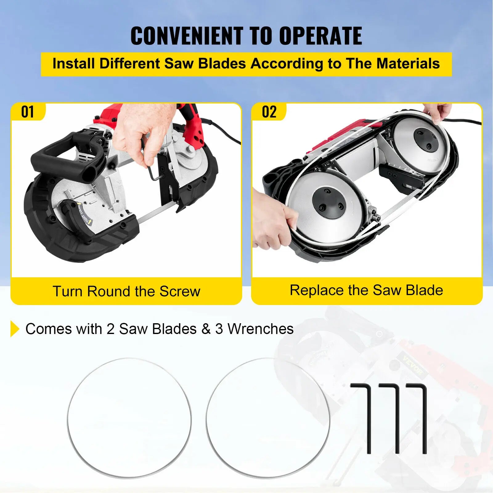 Portable BandSaw 5Inch Cutting Capacity Cordless Variable Speed 10Amp Motor
