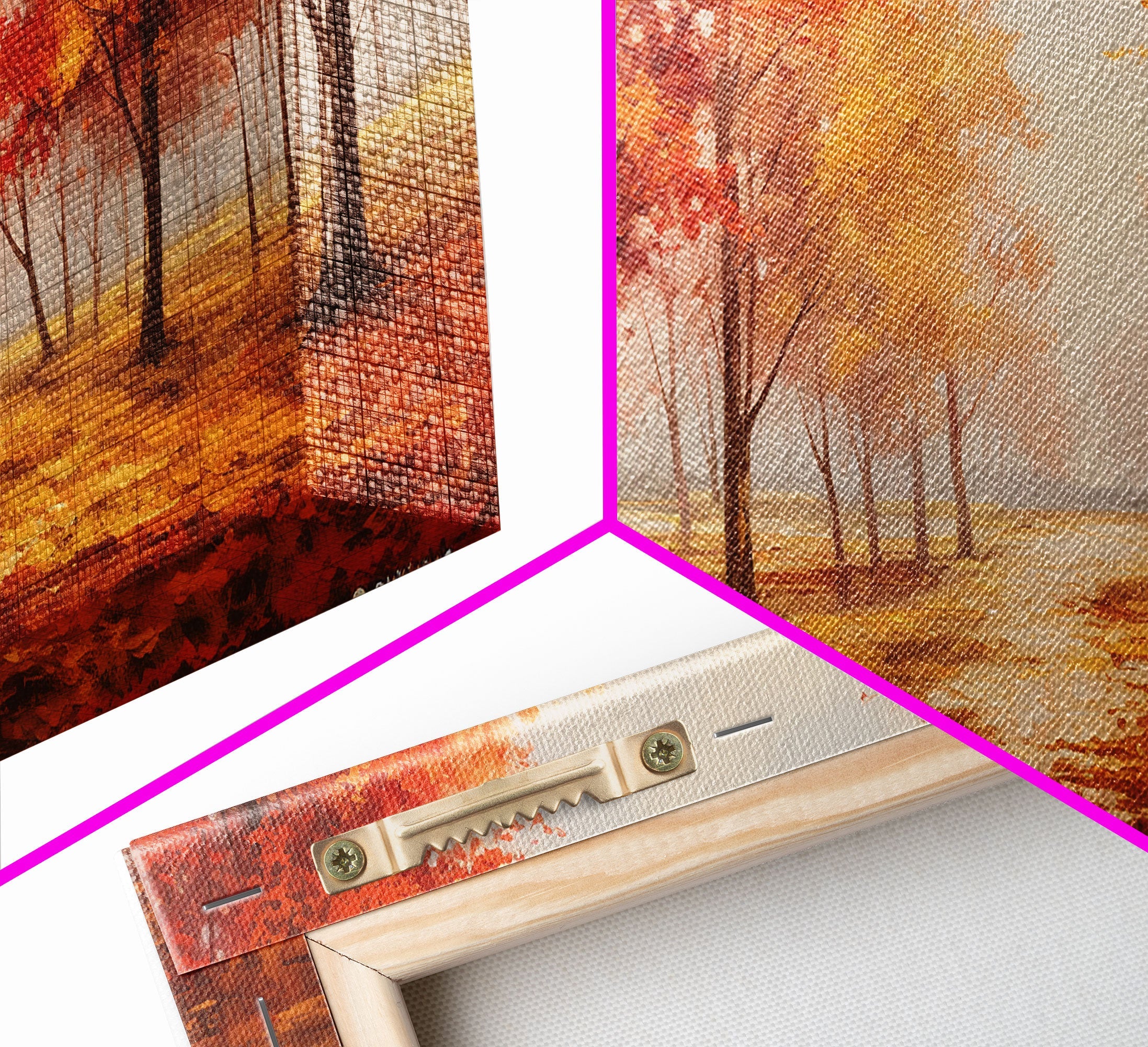 Fall Decor, 3 Piece Wall Art Set, Autumn Forest Oil Painting Canvas Prints