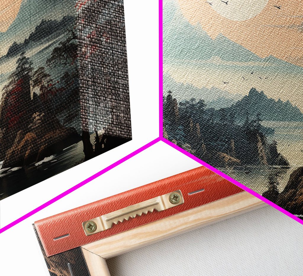 Japanese Wall Art, Mountains Print, Sunset Print