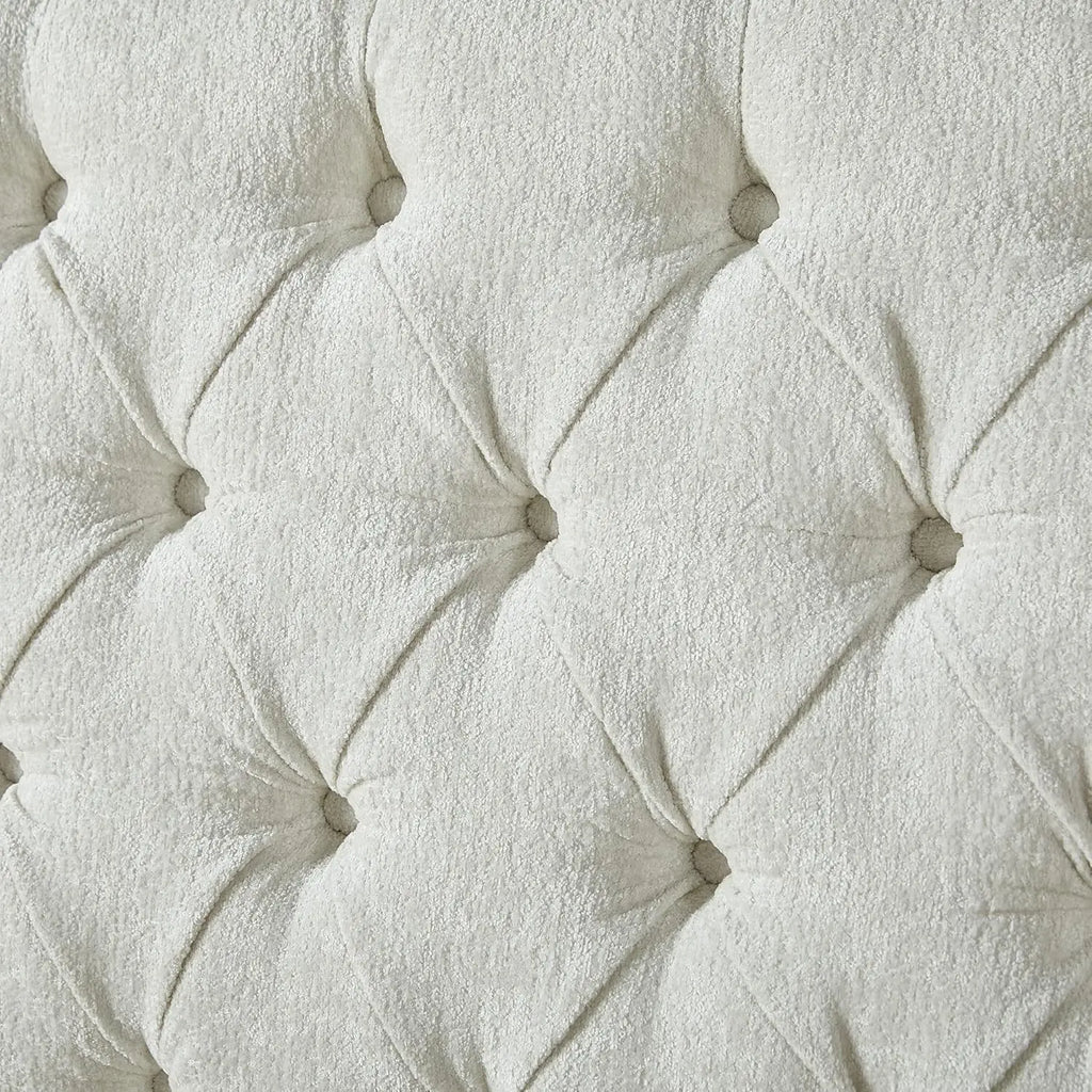 Chenille Upholstered Sleigh Bed with Scroll Wingback Headboard & Footboard/Button,