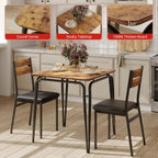 Dining Table Set for 2, Wooden Kitchen Table and 2 Upholstered Chairs,