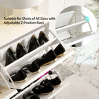 Shoe Cabinet with Flip Drawers, Freestanding Shoe Storage Cabinet with Adjustable Shelf & Anti-Tipping Device