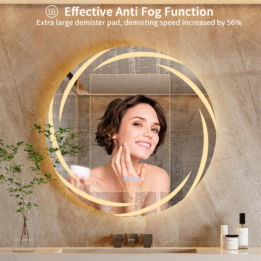 LED Illuminated Wall Mounted Vanity Mirror with Anti-Fog Feature