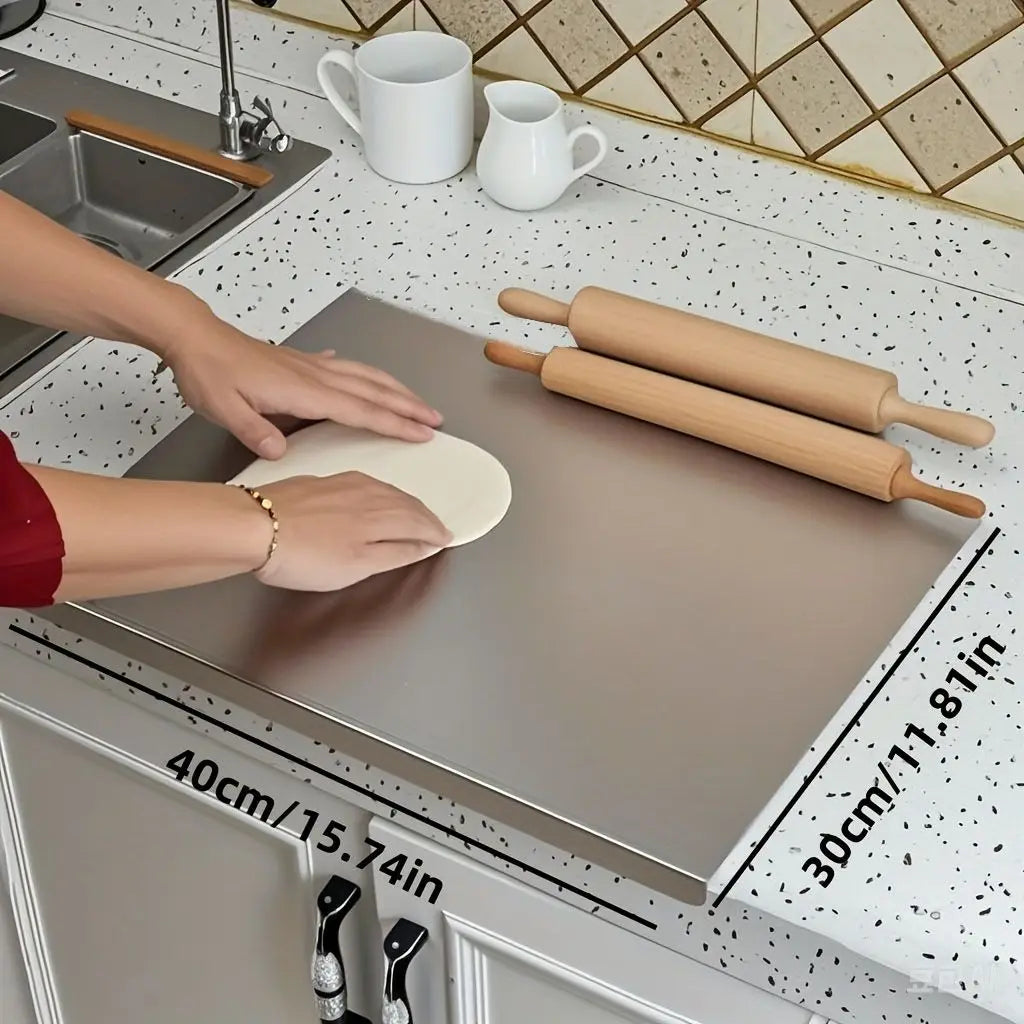 Large Stainless Steel Cutting Board 304 with Lid And Non-Slip Pad