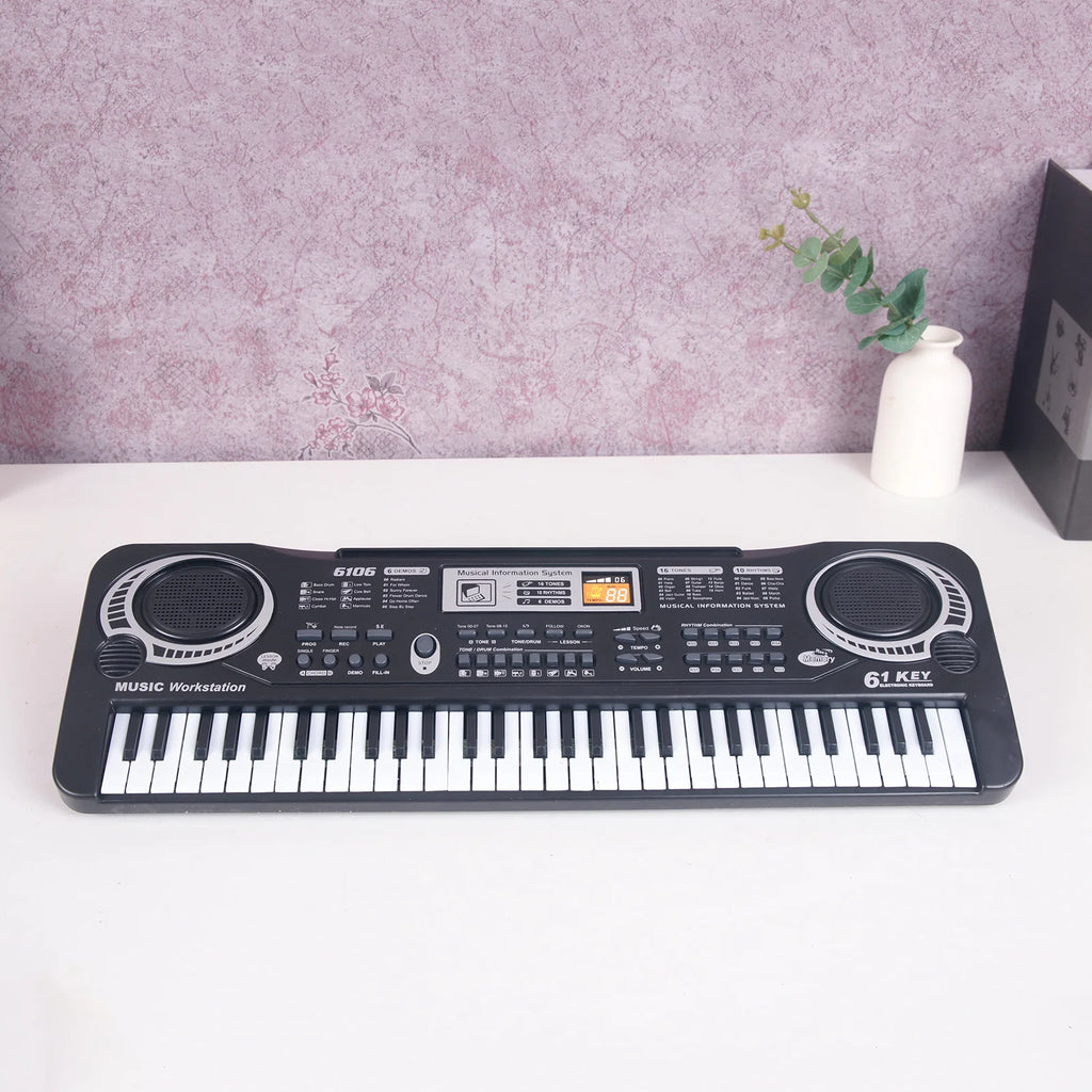 61 Keys Black Digital Music Electronic Keyboard Electric Piano Kids
