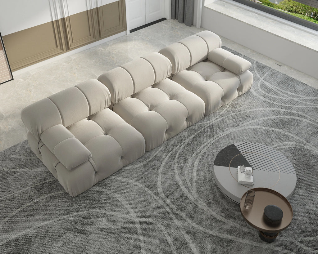 104" Minimalist Modular Sectional Sofas Modern Velvet Convertible Couches 3 Seats
