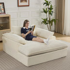 Beige Oversized Chaise Lounge Chair