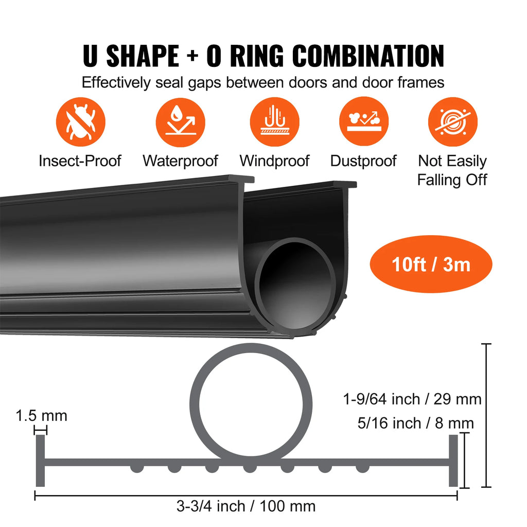 3m 4.8m 6m Garage Door Seals Bottom Rubber U Shape