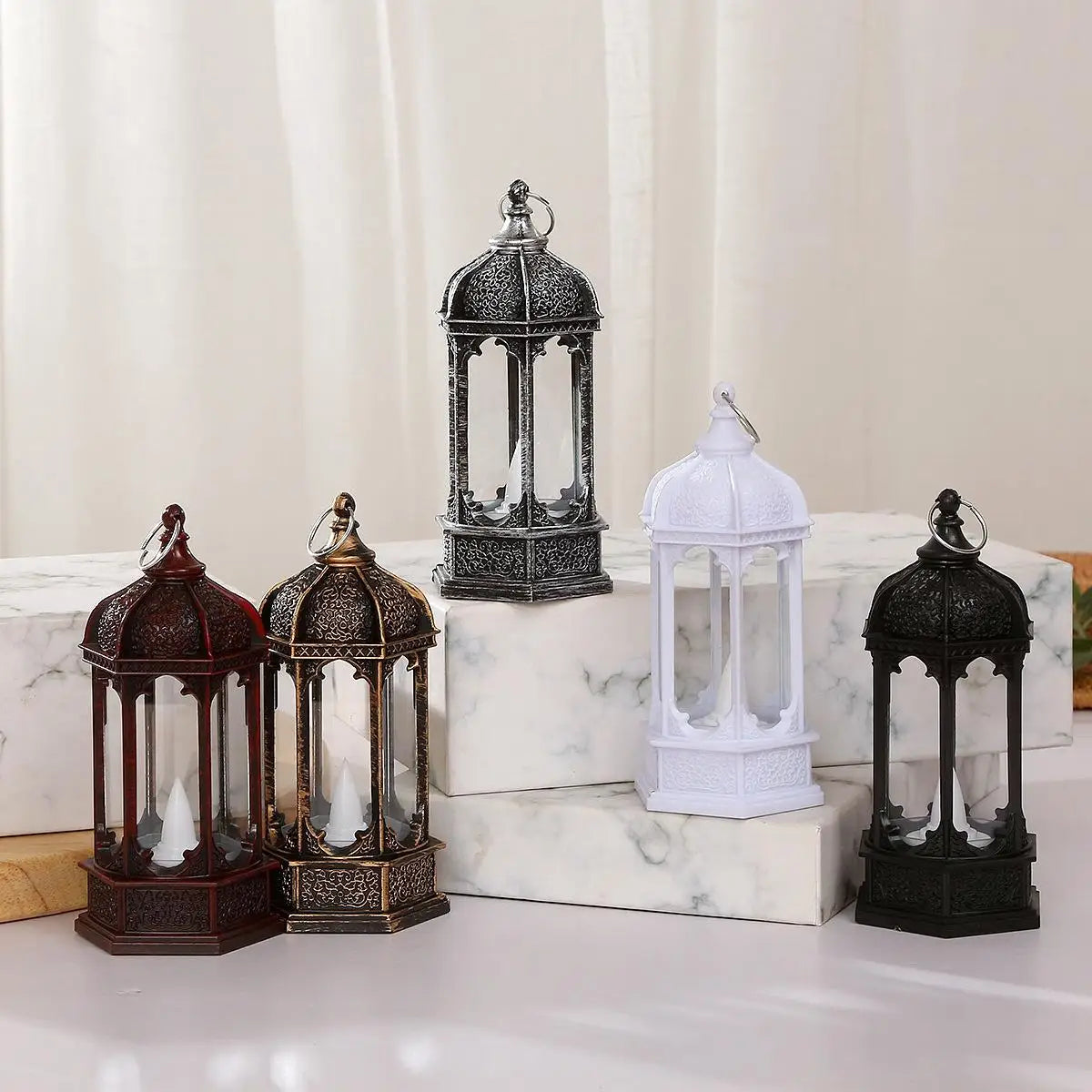 Battery Powered Led Candle Lantern Vintage Light Hanging Lamp Night Table Hand For Decoration Atmosphere Party Lighting Lanterns