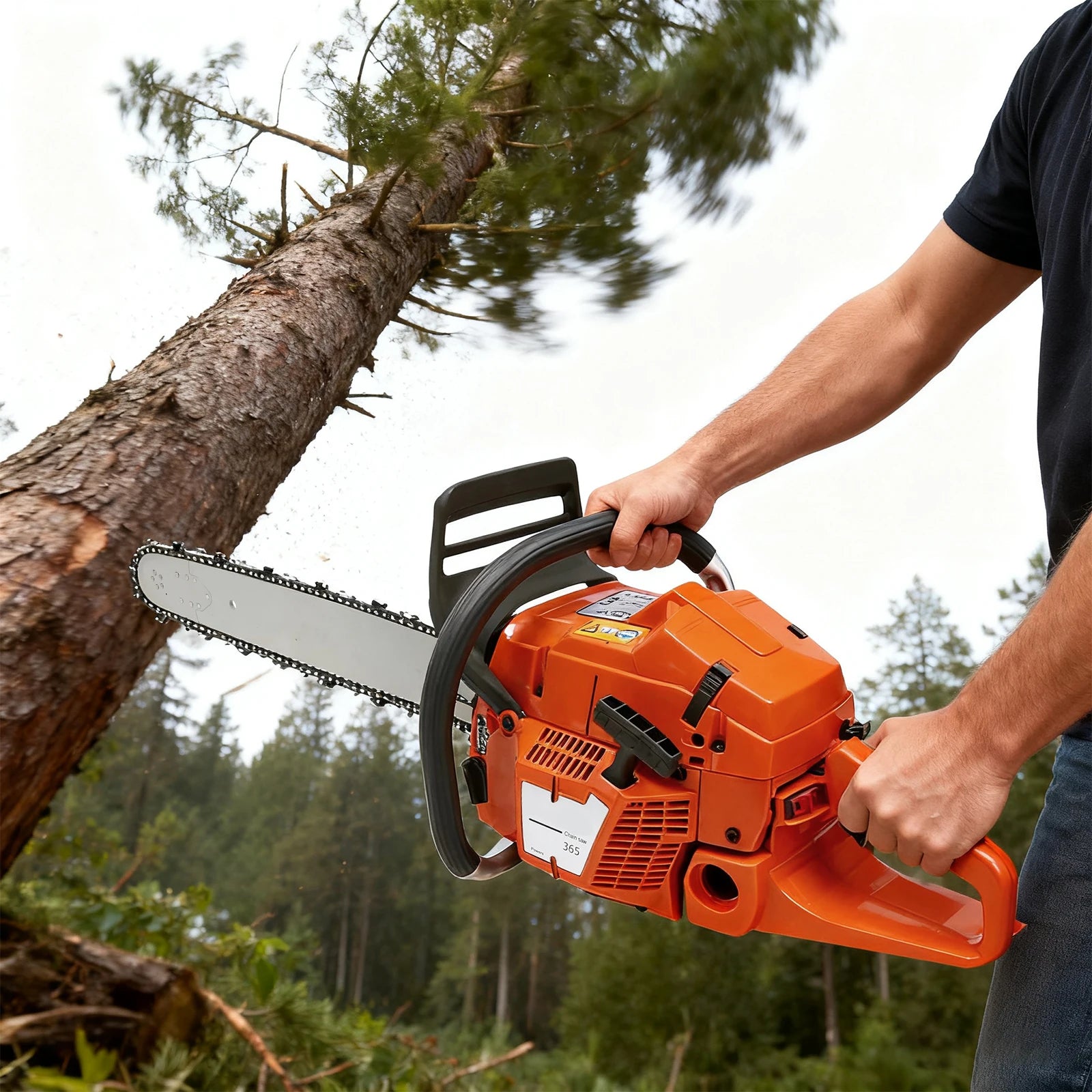 65cc 2-Cycle Gas Powered Chainsaw 24-Inch Guide Bar 3.4KW Gasoline Power