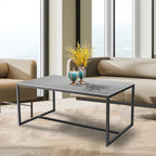Modern Marble and Metal Frame Open Rectangle Coffee Accent Table
