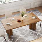 63-inch Dining Table for 4-6, Farmhouse Kitchen Table with Large Tabletop, Rectangular Eating Table for Dining Room, Living Room