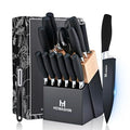 Black Knife Set 15 Pieces Kitchen Knife Set Dishwasher Safe German Stainless Steel