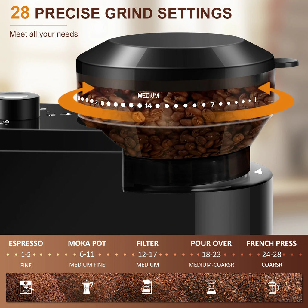 Electric Coffee Bean Grinder With 28 Adjustable Gears