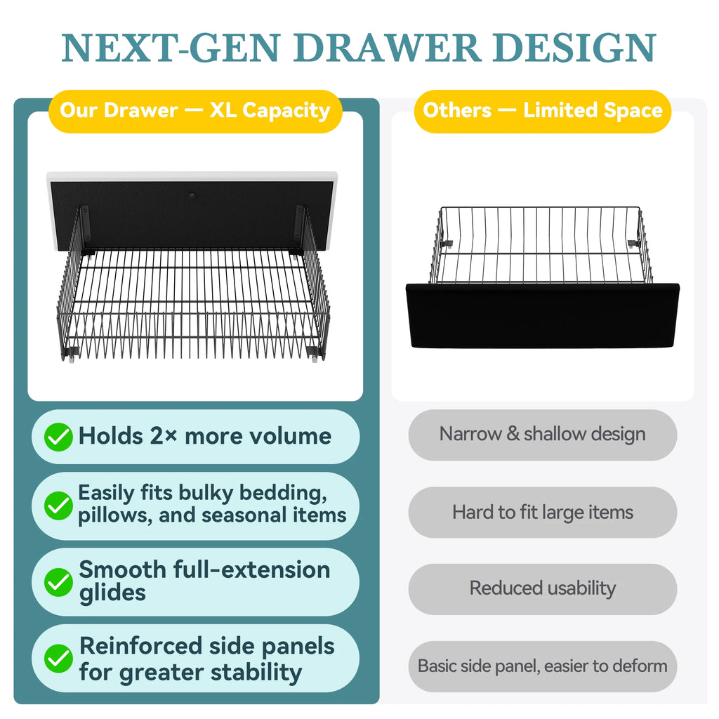 Full/Queen/King Velvet Storage Bed Frame with Adjustable Vertical Channel Headboard,4 Large Drawers, No Box Spring Needed