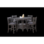 Contemporary 5pc Counter Height Dining Set, Round Table with Leaf & 4 Side Chairs