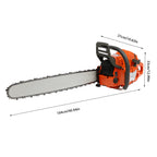 65cc 2-Cycle Gas Powered Chainsaw 24-Inch Guide Bar 3.4KW Gasoline Power