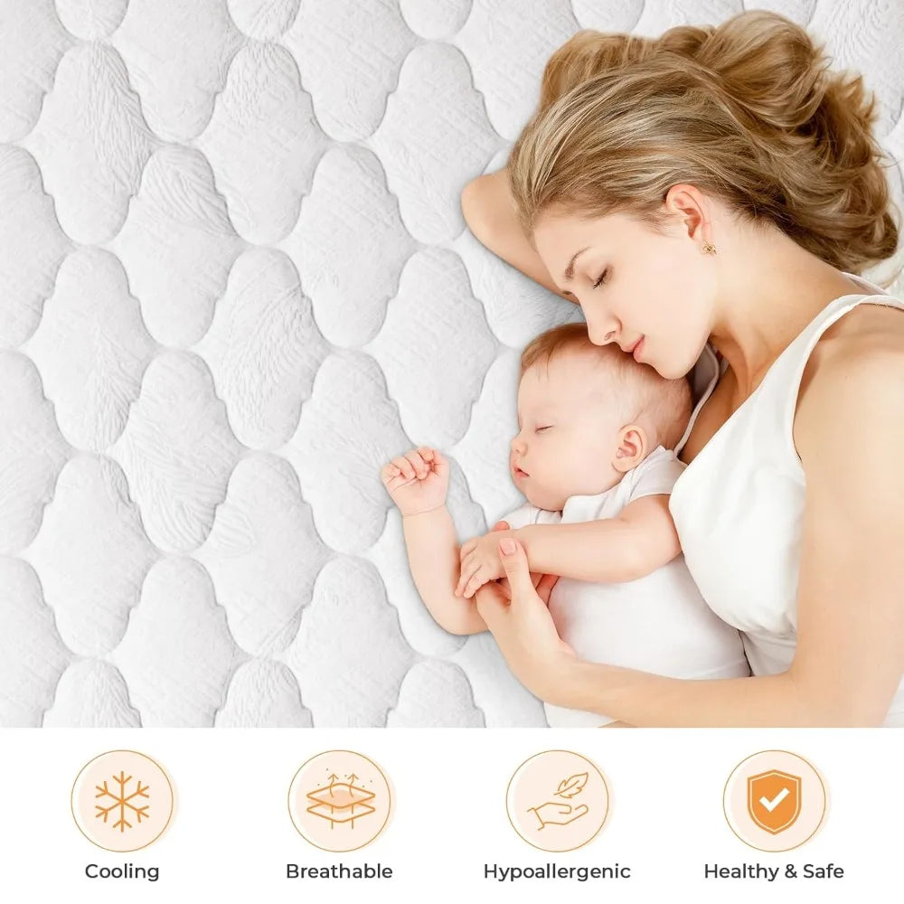 10 Inch Hybrid Mattress for Kids, Single Bed in a Box with Gel Memory Foam and Pocket Spring,