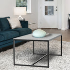 Modern Marble and Metal Frame Open Rectangle Coffee Accent Table