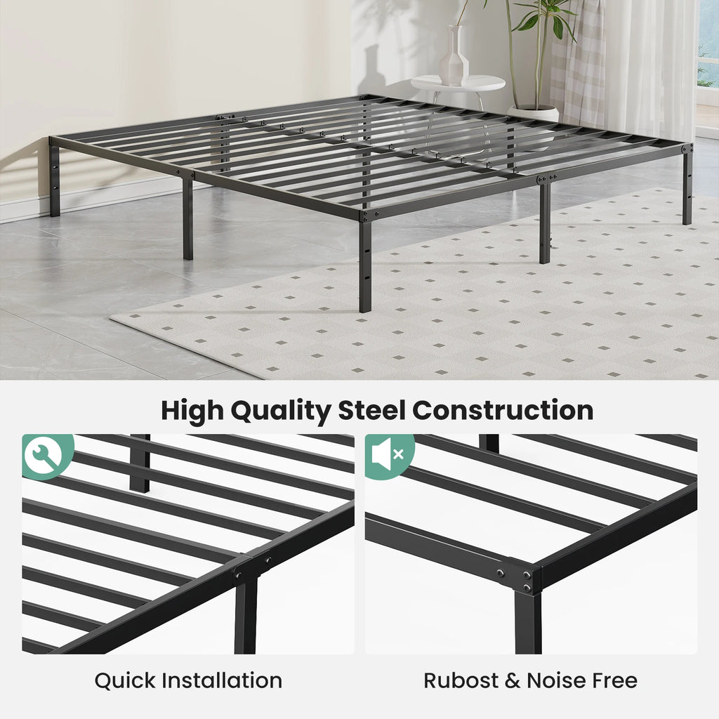 Metal Platform 16IN Tall Basic Bed Frame Sturdy Steel Heavy Duty with Storage Space
