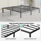Metal Platform 16IN Tall Basic Bed Frame Sturdy Steel Heavy Duty with Storage Space