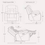 Genuine Leather Power Recliner Chair for Adults, Wall Hugger Recliner with Power Headrest