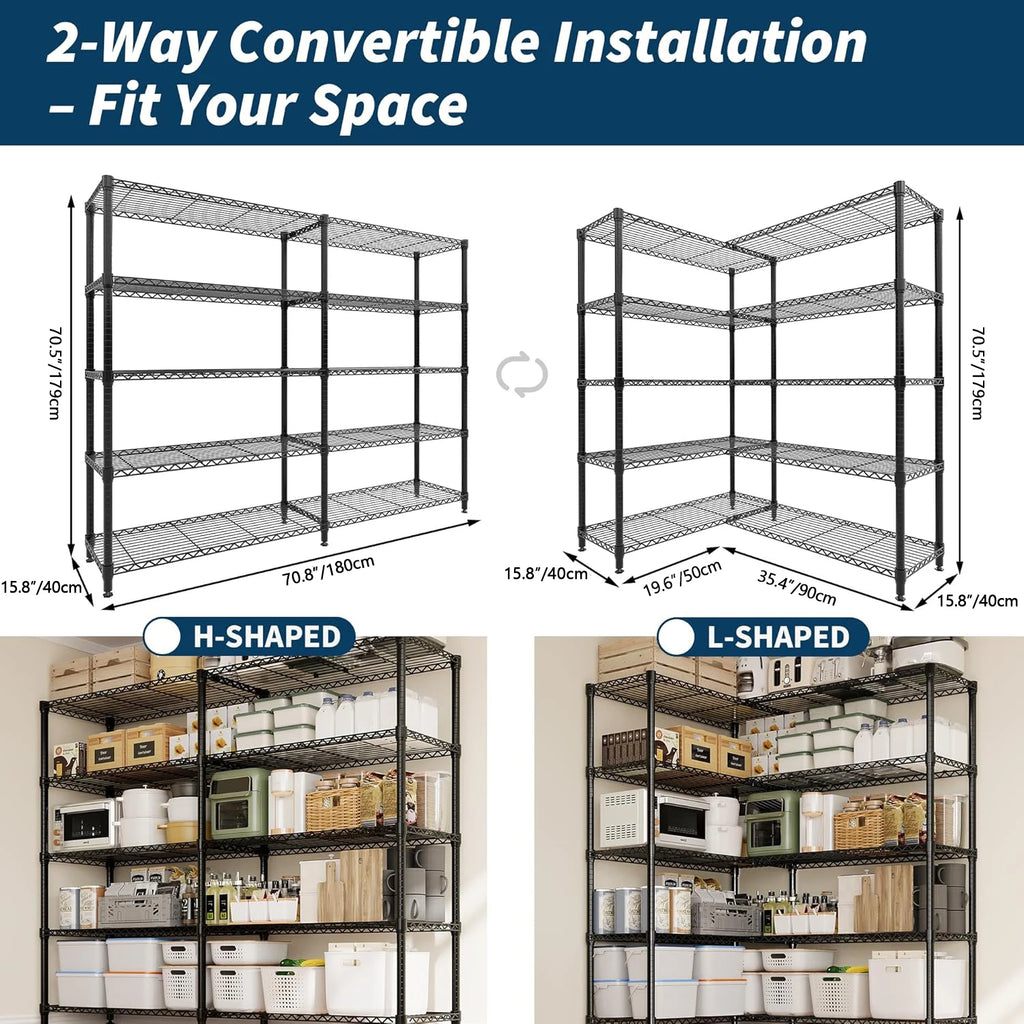 Heavy Duty Storage Shelves 4/5 Tiers Metal Shelving Unit Adjustable