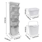 2/4 Tier Laundry Basket Rolling Cart Removable Storage Buckets