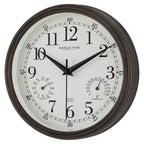 8.75 Inch Antique Bronze Indoor Outdoor Wall Clock with Thermometer Hygrometer