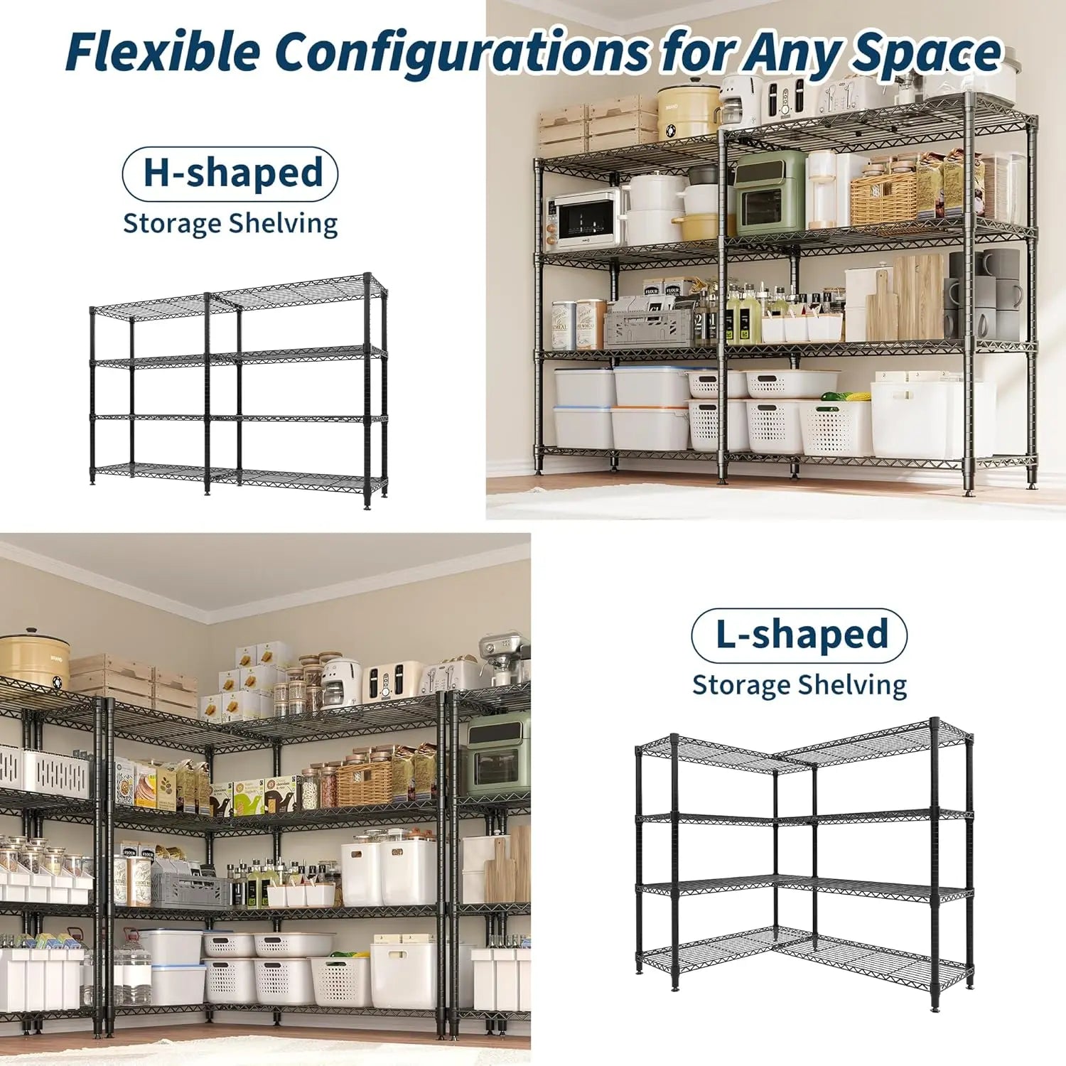 Heavy Duty Storage Shelves 4/5 Tiers Metal Shelving Unit Adjustable