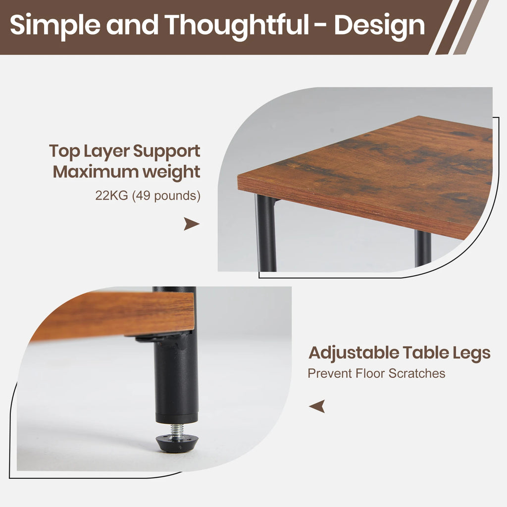 2/3-Tier End Table Side Tables with Adjustable Feet