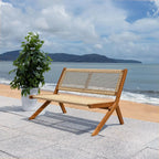 Natural Wood & Rope Foldable Bench Outdoor Patio Garden 48in, Customized