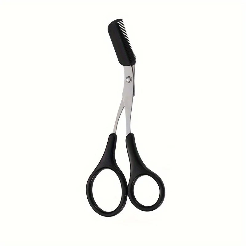 Stainless Steel Eyebrow Trimming Scissors With Comb,