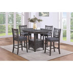 Contemporary 5pc Counter Height Dining Set, Round Table with Leaf & 4 Side Chairs