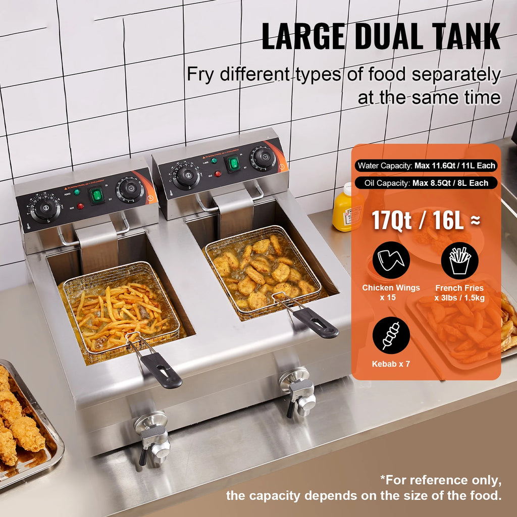 12L Electric Deep Fryer w/Dual Baskets