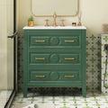 30in Solid Wood Bathroom Vanity Ceramic Sink Storage Cabinet