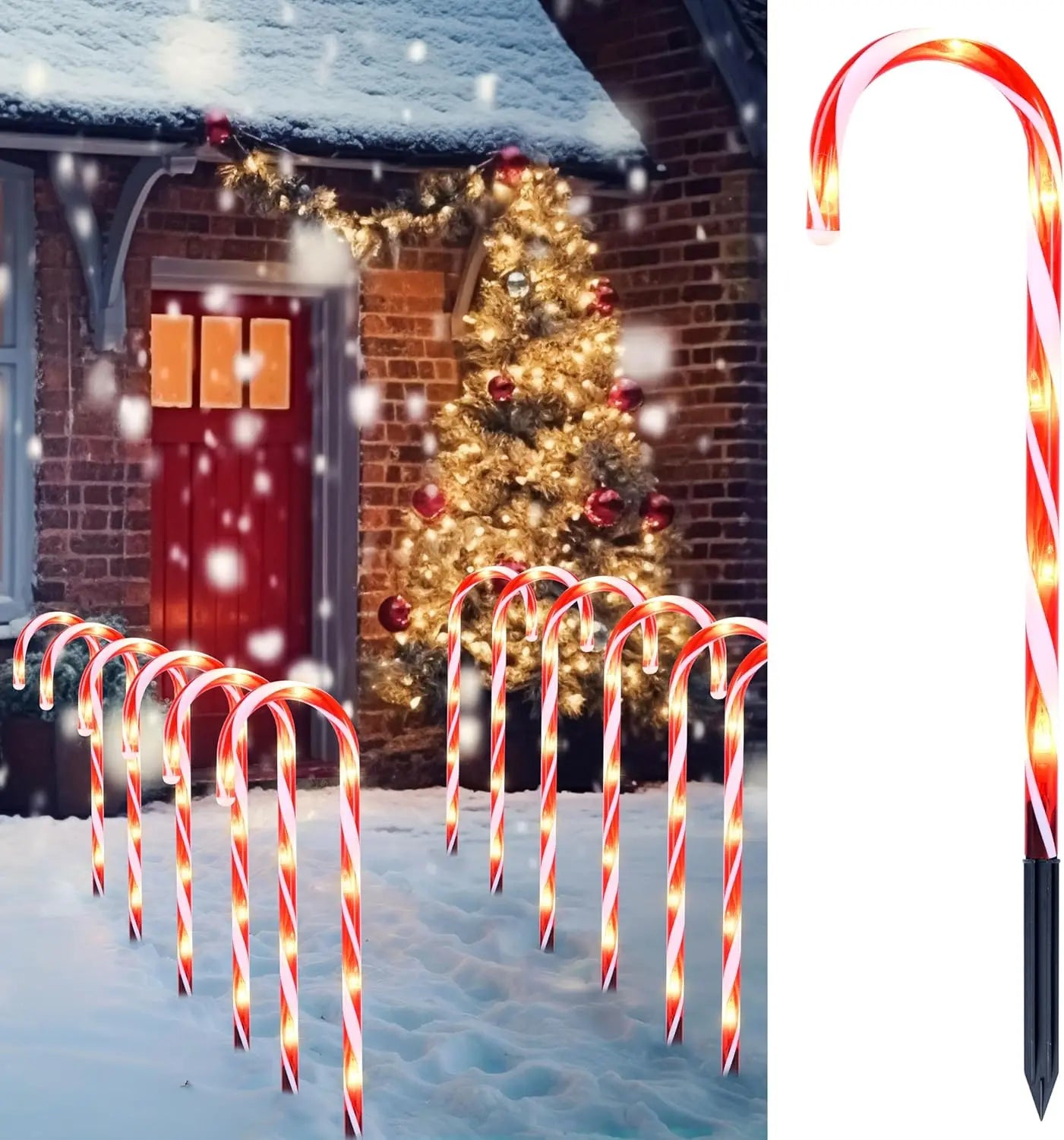 Set of 12 Candy Cane Pathway Marker Lights