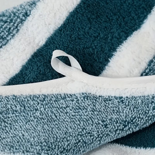 2pcs Luxury Coral Fleece Towel Set - 5-Star Hotel Standard Super Soft Quick Dry Bath & Hand Towels, Non-Shedding, Striped