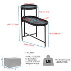 2-Tier Black Side Table with Storage