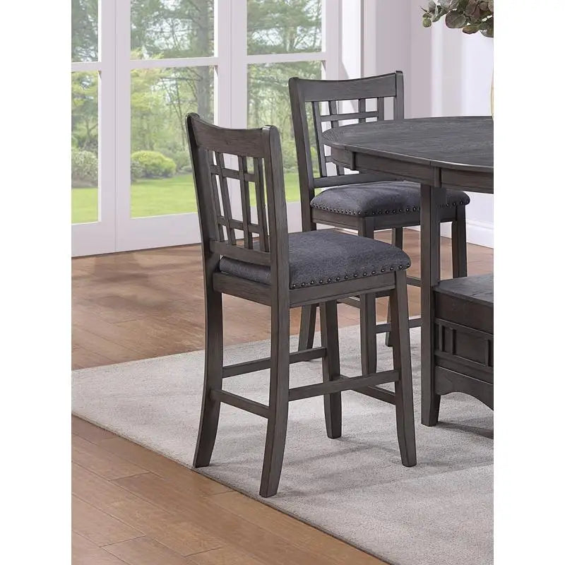 Contemporary 5pc Counter Height Dining Set, Round Table with Leaf & 4 Side Chairs