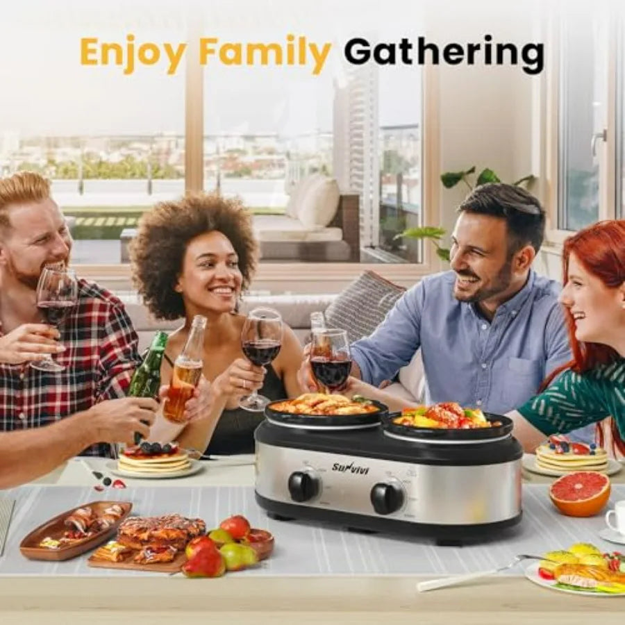Dual Slow Cooker Buffet Server and Food Warmer