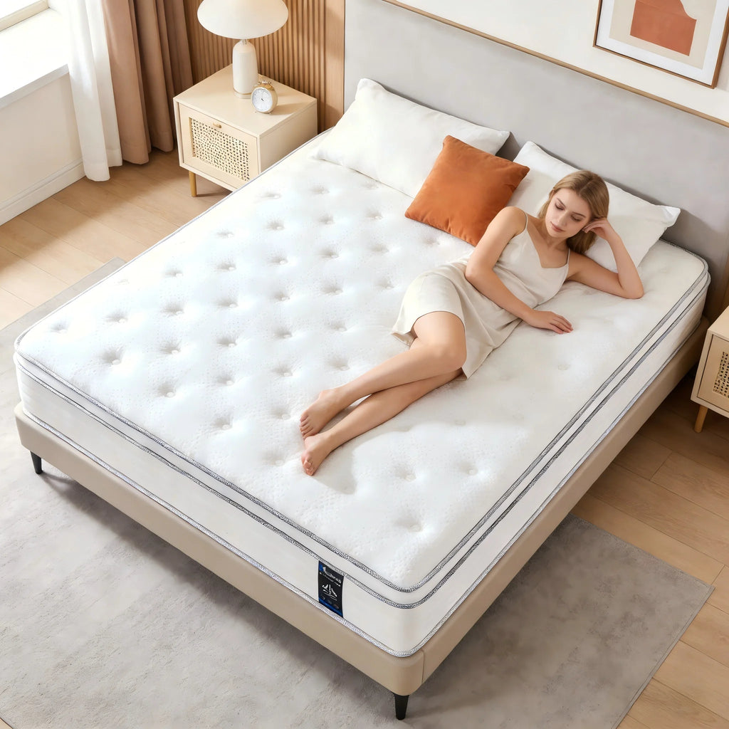 10 Inch Full Size Hybrid Mattresses in a Box | Medium Firm Memory Foam and Individual Pocket Springs