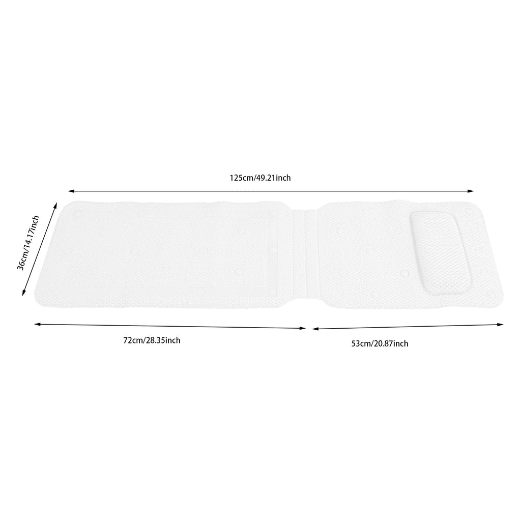 125*36cm Bathtub Mat White Bathtub Mat with Pillow