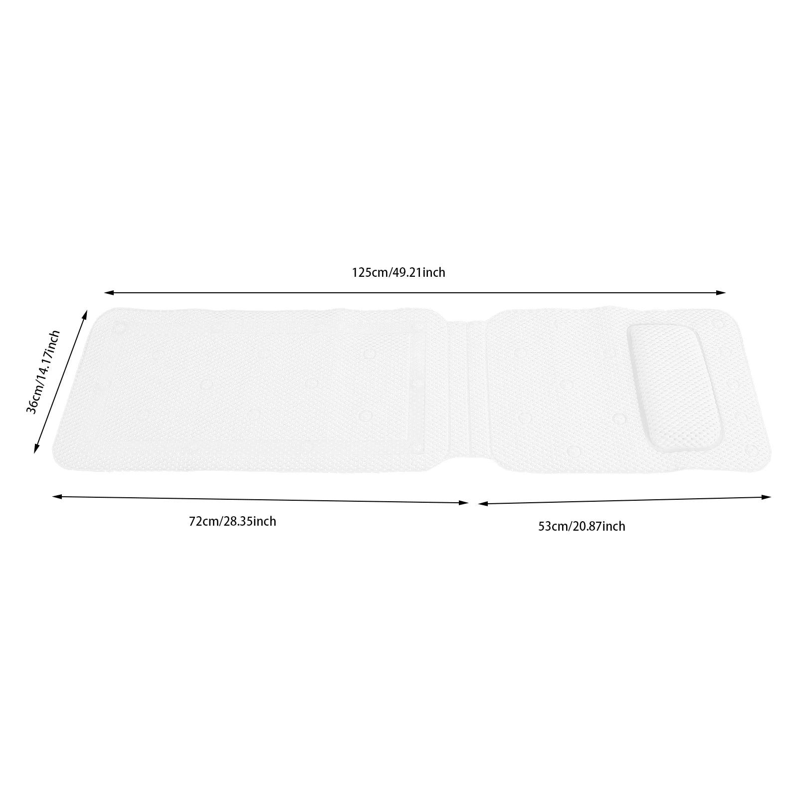 125*36cm Bathtub Mat White Bathtub Mat with Pillow